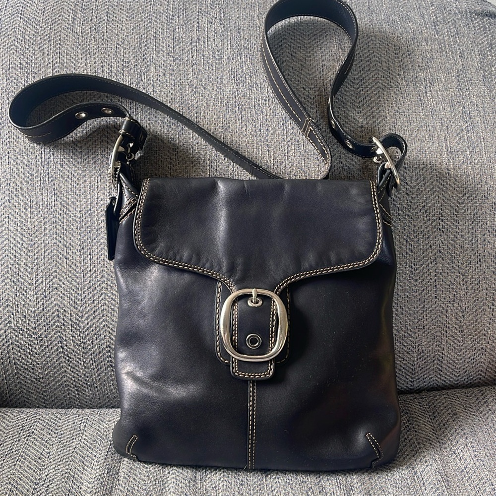 COACH BLEEKER BLACK LEATHER CROSSBODY BAG